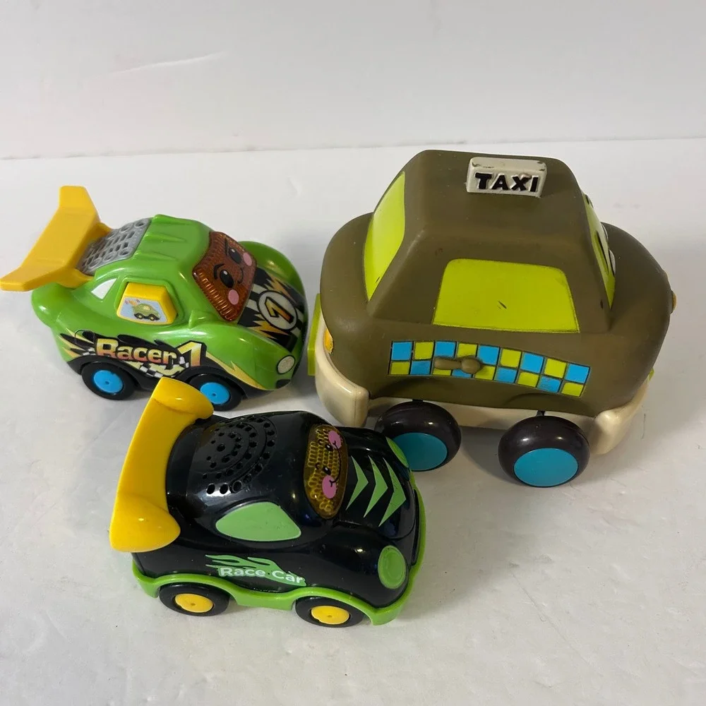 VTech Go Go Smart Wheels Race Cars and B.Toys Taxi Vehicle Lot of 3 Toddler Toys